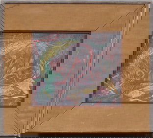 Circle of Wilfredo Lam Antique European Modernist Abstract Cubist Framed Oil Painting