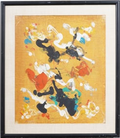 Antique American Original Abstract Expressionist Framed Oil Painting