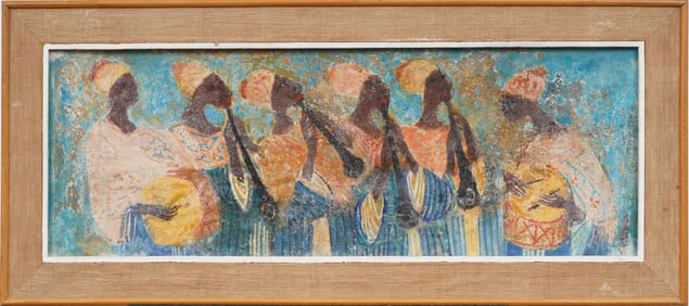 Antique Orientalist Signed Framed Moroccan Musical Portrait Original Oil Painting
