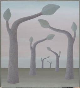 Julius Shaier Antique American Modernist Abstact Surreal Tree Portrait Provincetown Oil Painting
