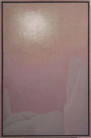 Julius Shaier Antique American Modernist Abstract Surreal Sunset Landscape Provincetown Oil Painting