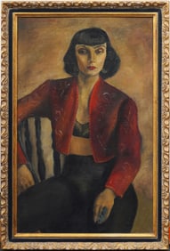 ATTR Guy Pene Du Bois (1884 - 1958) Antique American Modernist Portrait Original Oil Painting