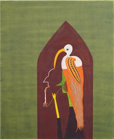 Dorota Jurczak (B1978) Contemporary Surrealist Smoking Woman Bird Nesting Oil Painting