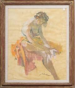 Antique American or French Impressionist Ballerina Portrait Framed And Signed Pastel Painting