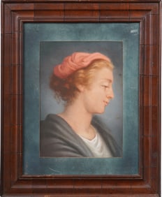 18th Century Pastel Portrait of a Young Woman from the Thomas Cole Estate
