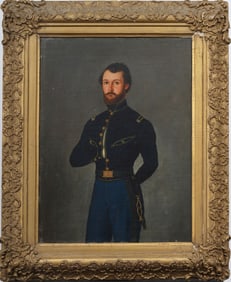Antique American Civil War Soldier Realist Portrait Nicely Framed Original Oil Painting