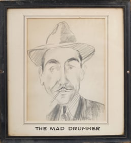 Franz Josef Kline (1910-1962) Historic Minetta Tavern Caricature Old New York Historical Drawing