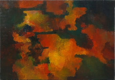 Signed Rare Nocturnal Antique American Abstract Expressionist Large Original Oil Painting