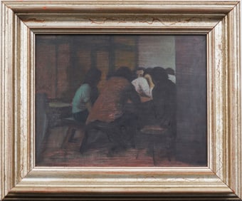 Elias Rivera (1937-2019) Nicely Framed American Modernist Interior Scene Signed Oil Painting