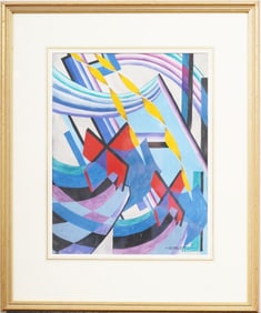 Rolph Scarlett (1889 - 1984) Vintage American Abstract Cubist Framed Signed Gouache Painting