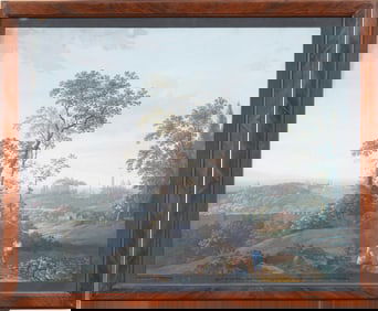 Antique Italian Old Master Signed Landscape Heydenryk Frame Painting