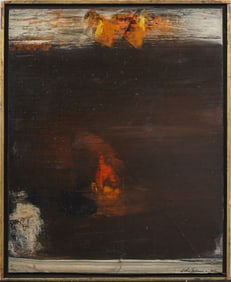 Antique American Abstract Expressionist Signed Framed Oil Painting