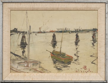 Finely Painted 1962 American Impressionist Seascape Framed Signed Oil Painting