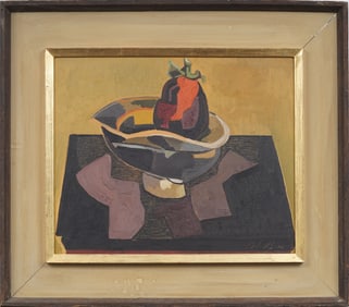 Incredible Signed Mystery Modernist Kitchen Still Life Mid Century Heydenryk Framed Oil Painting