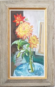 Joseph Fanelli Signed American Contemporary Listed Heydenrk Frame Modernist Flower Painting