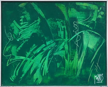 Vintage European Modernist Abstract Expressionist Oil Painting