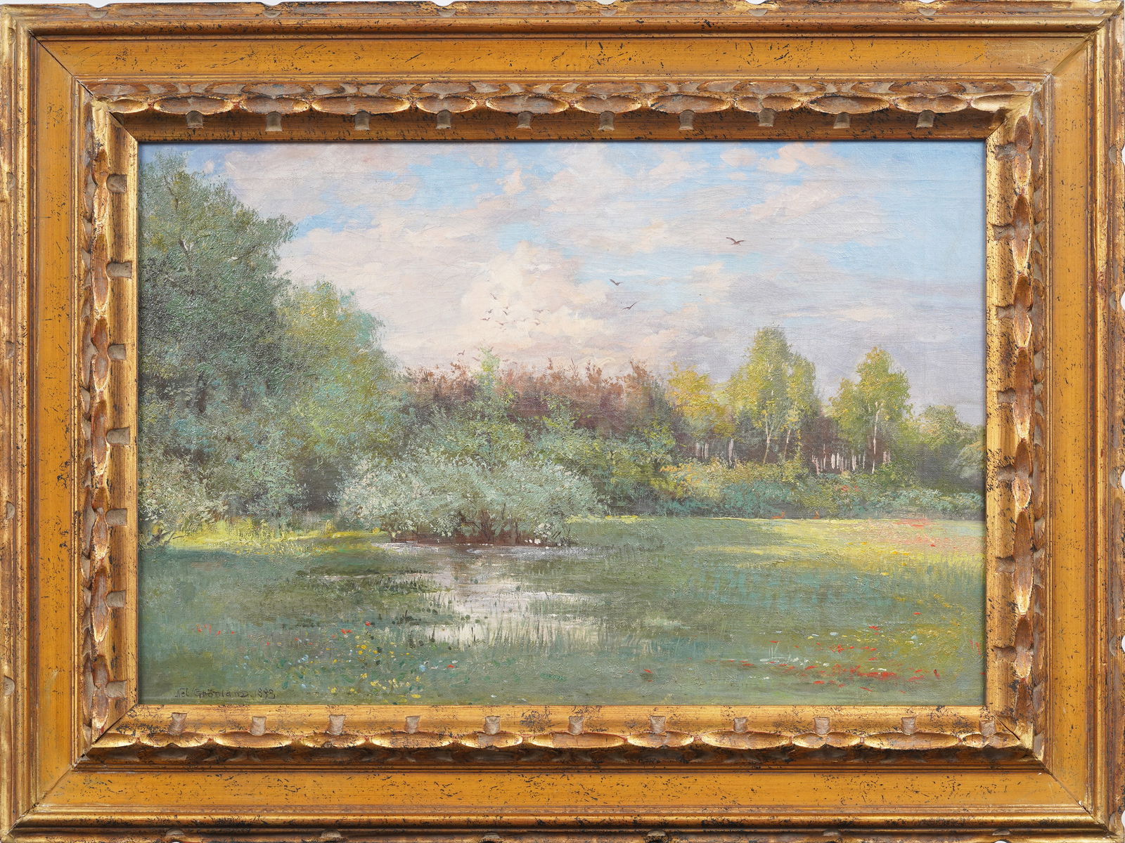 Nelius Gronland (1859 - 1918)  Antique German Landscape Framed Signed Original Oil Painting (1 of 7)