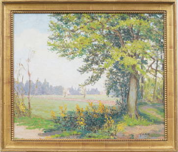 George De Nattes (1886-1968) Signed Antique French Impressionist Landscape Original Oil Painting: Antique French oil painting . Oil on canvas. Signed. Framed. Measuring: 21 by 24 inches overall, and 18 by 22 painting alone. Please see all images for condition. Size is measured and written on the