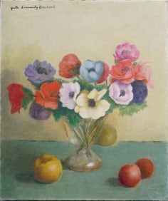 Antique Signed French Impressionist Flower Still Life Oil Painting