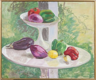 Antique American School Modernist Kitchen Still Life Framed Original Oil Painting