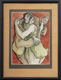 Antique Argentinian Tango Dancer Portrait Signed Original Framed Painting