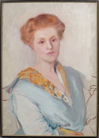 Antique American Impressionist Boston School Young Elegant Woman Portrait Original Oil Painting