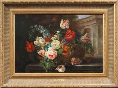 Francis Gabriel (1893-1993) Antique European Realist Flower Still Life Framed Original Oil Painting