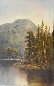 Antique American White Mountain Landscape Large Signed Hudson River School Oil Painting