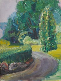 Antique American Impressionist Summer Landscape Oil Painting