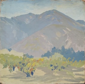 Important Western Impressionist Mountain Landscape Antique American Original Oil Painting