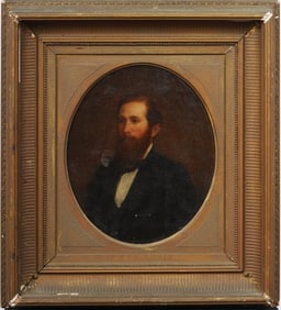 Antique American Early 19th Century Realist Male Portrait Nicely Framed Oil Painting