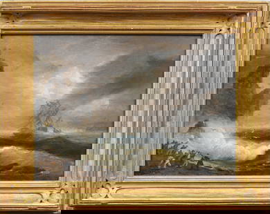 Antique Irish Seascape Shipwreck Coastal Signed Nicely Framed Oil Painting: Antique Irish coastal seascape oil painting . Oil on board. Signed. Framed. Measuring: 13 by 16 inches overall, and 9 by 12 painting alone. Please see all images for condition. Size is measured and wr