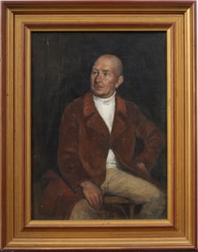 Vintage American or European Handsome Male Portrait Framed Realist Original Oil Painting