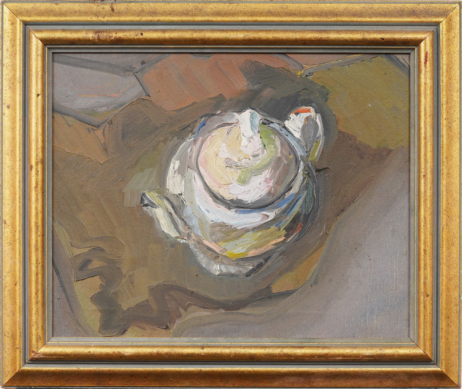 Antique American School Modernist Teapot Still Life Abstract Framed Original Oil Painting (1 of 5)