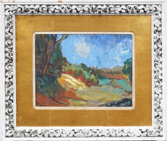 Antique French Impressionist Fall Landscape Framed Modern Oil Painting