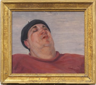 Enrique Flores-Galbis "Fat Boy" Cuban American Realist Portrait Oil Painting
