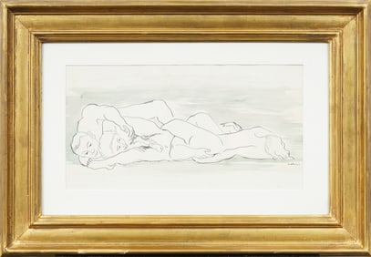 Joseph Wolins (1915 - 1999) Signed American Mid-Century Erotic Ink Drawing