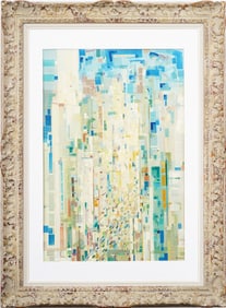 Geometric Abstract Cityscape Original Oil Painting