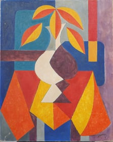 Léon Gishia (1903 - 1991) Large Antique French Cubist Still Life Signed Oil Painting
