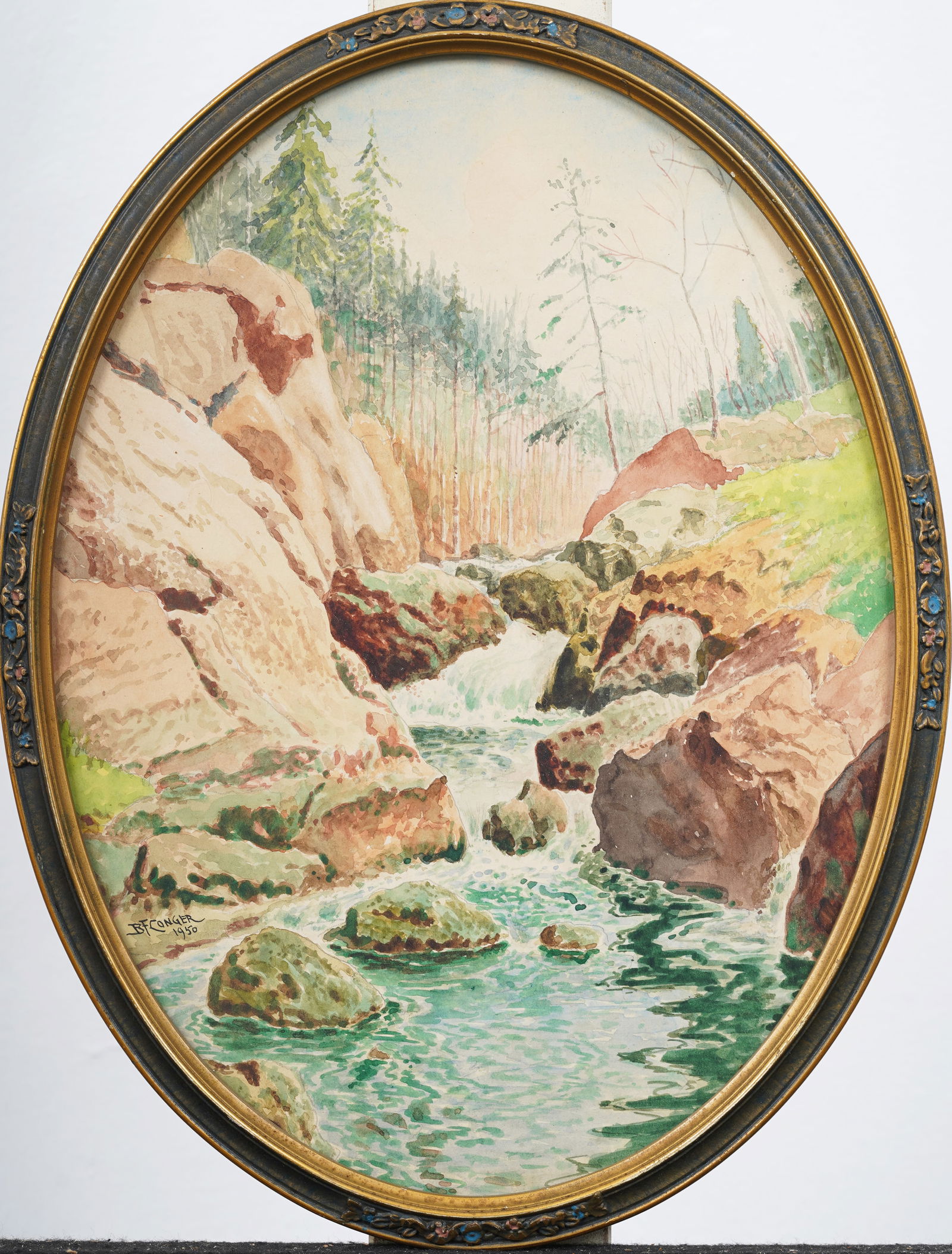 Antique American Impressionist Mountain River Landscape Framed Painting (1 of 6)