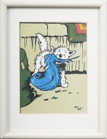 Towser The Dog Tears Things Up Framed Poster