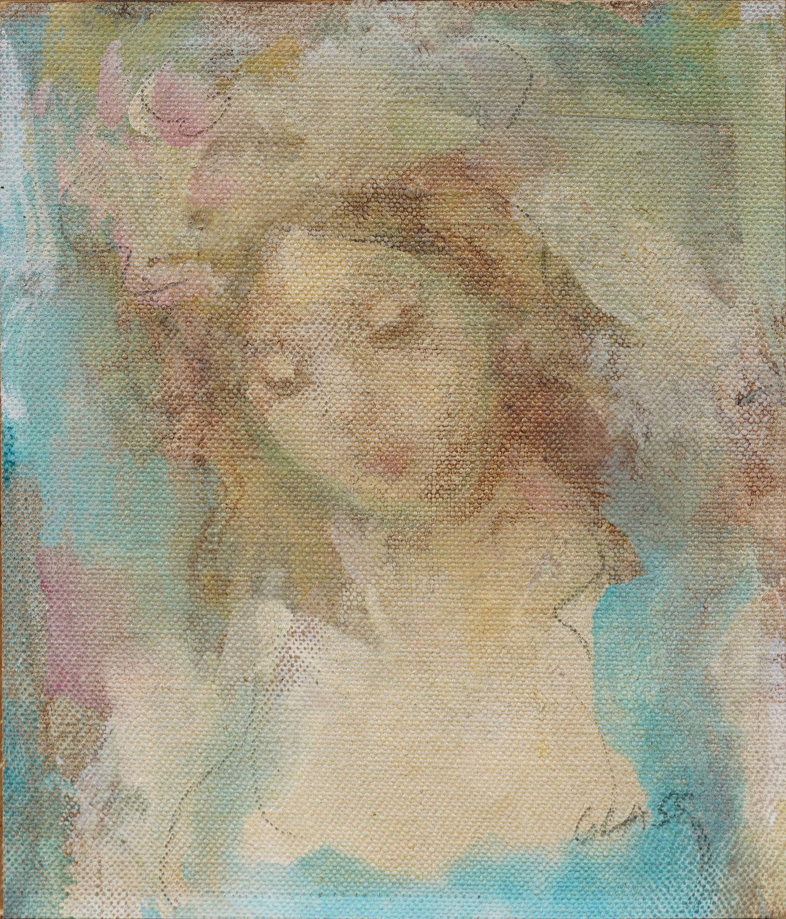 Antique American Impressionist Signed "Glass" Young Woman Portrait Original Oil Painting (1 of 5)