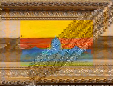 Abraham Pariente Vintage Israeli American Modernist Cityscape Framed Signed Original Oil Painting