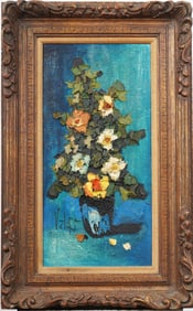 Vintage French Impressionist Framed Flower Painting Signed Original Oil Painting