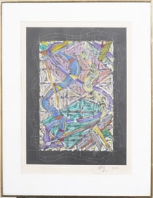 Signed Vintage American 1979 Modernist Abstract Framed Original Mixed Media Painting