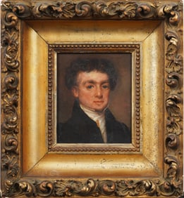 Charles Richards Signed Antique American Realist Framed Male Portrait Original Oil Painting