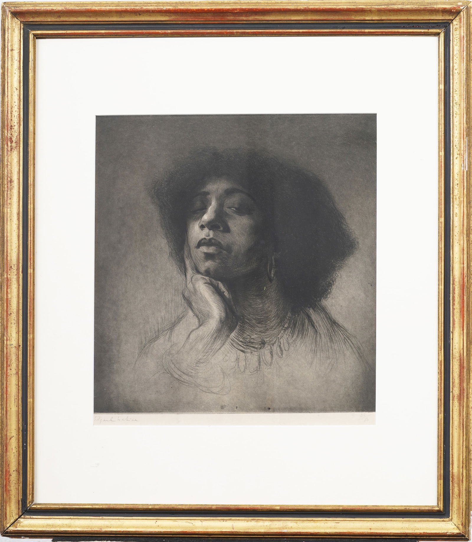 Edgar Chahine (French, 1874–1937) Antique 1903 Signed Rare Etching Black Woman Portrait (1 of 6)