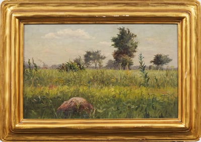 Silas Martin (1841 - 1906) Antique American Midwest Ohio Landscape Gold Giltwood Framed Painting