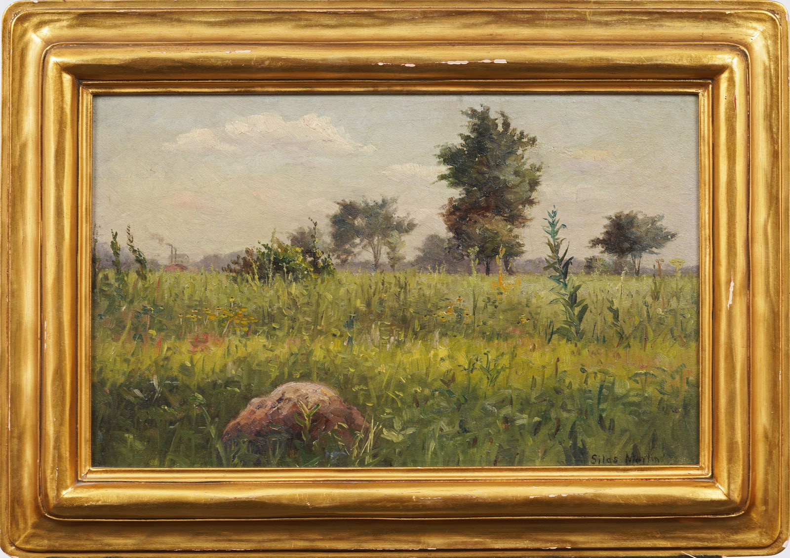 Silas Martin (1841 - 1906) Antique American Midwest Ohio Landscape Gold Giltwood Framed Painting (1 of 8)