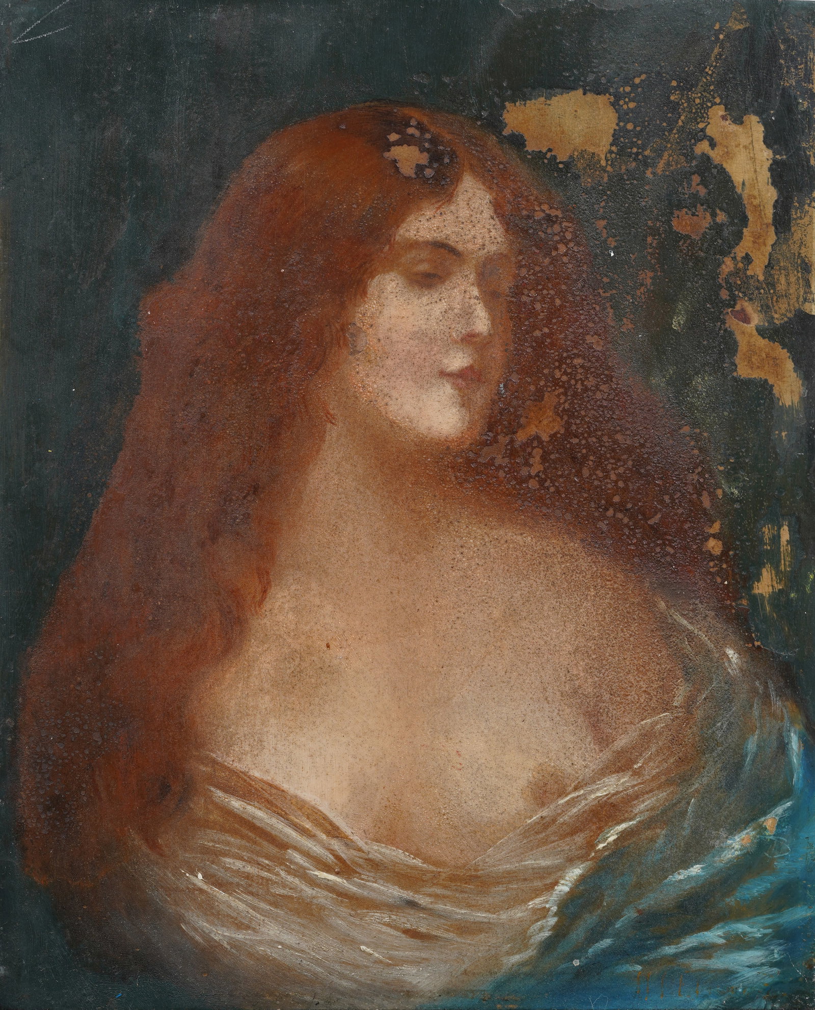 Antique European Impressionist Nude Woman Portrait Oil Painting: Antique European portrait oil painting. Oil on board. Measuring: 10.5 by 8.75 inches overall. Please see all images for condition. Size is measured and written on the back of the painting. The first s